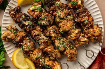 Grilled Garlic Parmesan Chicken Skewers