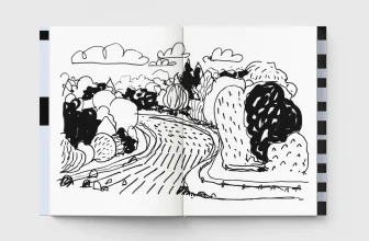 André Britz’s landscapes, bound with a pink elastic band