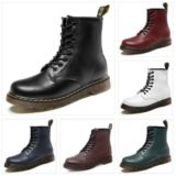 MEN WOMEN’S MARTIN BOOTS 8-EYE BLACK SMOOTH OXFORD SOLE LEATHER CASUAL SHOES HOT