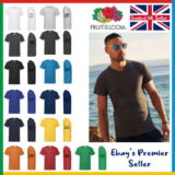 Mens Plain V-NECK T-Shirt – Fruit of the Loom Valueweight Tee – Value Blank T