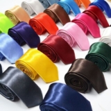 Mens Tie Plain Solid Colour Classic Slim Skinny Smart Party Wedding Thin Neck