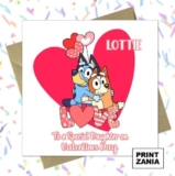 Personalised Bluey Bingo Valentines Day Card Son Daughter Granddaughter Kids CHB