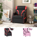 2 in 1 Kids Chair Recliner with Backrest, Armrest, Footrest, PU Leather