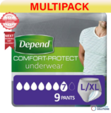 6 x Depend Comfort Protect for Men L/XL Incontinence Pants – 6 Pack of 9