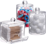 Tbestmax Plastic Qtips Holder Bathroom Container, 10/7 OZ Cotton Ball/Swabs Disp