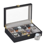10 Grids Watch Box for Men Women Lockable Leather Display Case Watch Organizer
