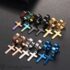 Men Women 316L Surgical Steel Hoop Earrings with Cross Silver Gold Black Blue