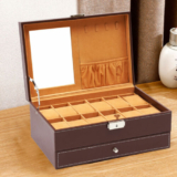 Mens Watch Box Case Organizer 12 Slots Watches Holder Jewelry Storage Display
