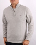 Gant Men’s Classic Half Zip Sweater In Light Grey Size MEDIUM