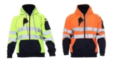 Hi Viz Vis High Visibility Zip Up Hoodies 2 Tone Work Hooded Hoody Yellow Orange