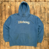 Vintage Billabong Men’s Hoodie Y2K Embroidered Pullover Outdoor Retro Blue XL