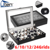 6/10/12/24 Watch Box Case Storage Display Jewelry Organiser for Women Men Gift