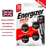 Energizer Battery CR2032 4 Pack 3V Lithium Button Coin Cell Key Fob