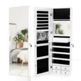Wall/Door Mounted Jewelry Armoire Organizer Full-length Mirror Storage Cabinet