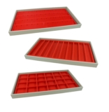 Grey Leatherette Display Tray With Choice Of Red Jewellery Compartment Insert