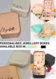 PERSONALISED NAME JEWELLERY BOX TRAVEL FRIENDLY CUSTOMISED FOR EARING/RING BOX