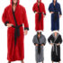 Mens Fleece Hooded Robe Long Winter Soft Cosy Wrap Dressing Gown