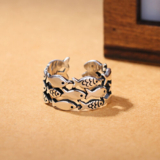 Vintage 925 Sterling Silver Fish Animal Design Adjustable Ring Womens Jewellery