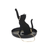 Ring Holder Dish Jewellery Display Trinket Storage Organiser Black Metal Cat UK