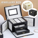 Large Jewellery Boxes Leather Storage Case Drawer Cabinet Necklace Organizer