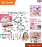 Girls Craft Jewelry Kit – 36-Piece Unicorn Charm Bracelets for Ages 7 Years+
