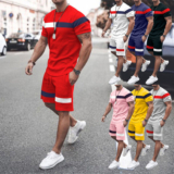 2PCS Summer Mens Sport Set T-Shirts & Shorts Tracksuit Casual Sweatsuit Outfit