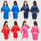 Kid Silk Satin Flower Girls Dress Children Kimono Robe Nightwear Gown Wedding AA