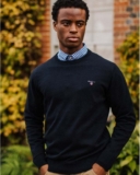 REDUCED STOCK Authentic Gant Mens Navy Blue Round Neck Sweater / Jumper
