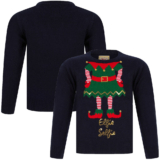 Kids Girls Christmas Jumper Elfie Selfie Motif Novelty Sequinned Xmas Sweater
