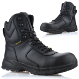Mens Leather Zip Up Army Combat Safety Steel Toe Cap Work Ankle Boots Shoes Size