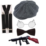 Men’s Fancy Dress Gatsby Costume Accessories 1930′ Gangster Tommy Outfit Hat