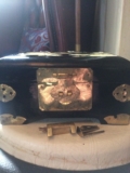 Chinese Oriental Lacquered Jewellery box  With  Red Lining And Lock