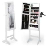 Free Standing Armoire Mirror with Jewellery Storage and LED Lights, BTFY