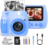 Gofunly Kids Camera Instant Print 2.4” 32GB 3 Rolls Print Paper 1080P HD Kids