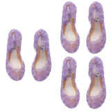 3 Pairs Kids Shoes Girls Purple Sandals for Cosplay Festival Tutu Dress Child
