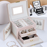 3 Layers Jewellery Boxes Storage Case Drawer Cabinet Earing Necklace Organizer V