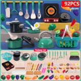 Kids Kitchen Toys Set 92/69/59 PCS Play Kitchen Accessories Kit with Play Pots P