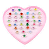 36Pcs Little Girls Rings for Kids Jewelry Rings Adjustable Gem Rings Set