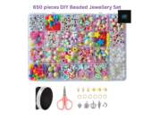 650 Pcs DIY Kids Beaded Jewellery Making Set Necklace Bracelet Headband