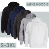 Mens Overhead Sweatshirt Plain Pullover Long Sleeve Hoodie Kangaroo Pocket S-3XL