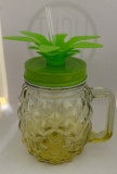 Pineapple Cocktail Glass Kids Juice Cup with Straw Pineapple Shaped Screw On Lid