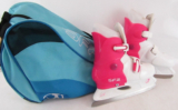 SFR Kids Pink And White Adjustable Ice Skates Size UK 4 To 7 With Bule Carry Bag