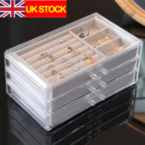Large Jewellery Boxes Acrylic Storage Case Drawer Cabinet Necklace Organizer UK