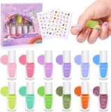 wakaniya Kids Nail Polish Sets for Girls 12 Rainbow Colors Quick Dry Kids Nail V