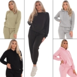 Kruze Womens Tracksuit Crew Neck Sweathshirt Regular Fit Fleece Joggers Set