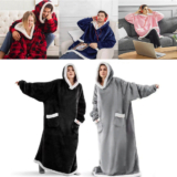 Winter TV Blanket With Sleeves Super Long Oversized Fleece Hoodies Sweatshirt UK