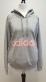 X778 WOMENS ADIDAS GREY DRAWSTRING SPORTS SWEATSHIRT HOODIE UK 12 L EU 40