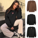 Long Sleeve Hoodies Sweatshirt Loose cozy girl pure color winter loveliness