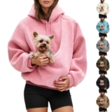 Sherpa Hoodies with Kangaroo Pouch Funny Sweatshirts with Cat Pocket Dog Carrier