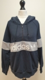X702 WOMENS ADIDAS BLUE GREY DRAWSTRING 1/4 ZIP SWEATSHIRT HOODIE UK 10 M EU 38